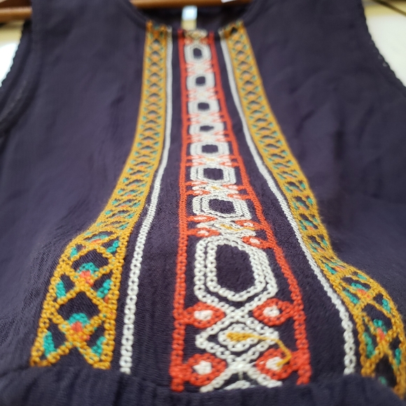 Alya 💜 Boho Top Tunic Embroidered Floral Contrast - Picture 5 of 8